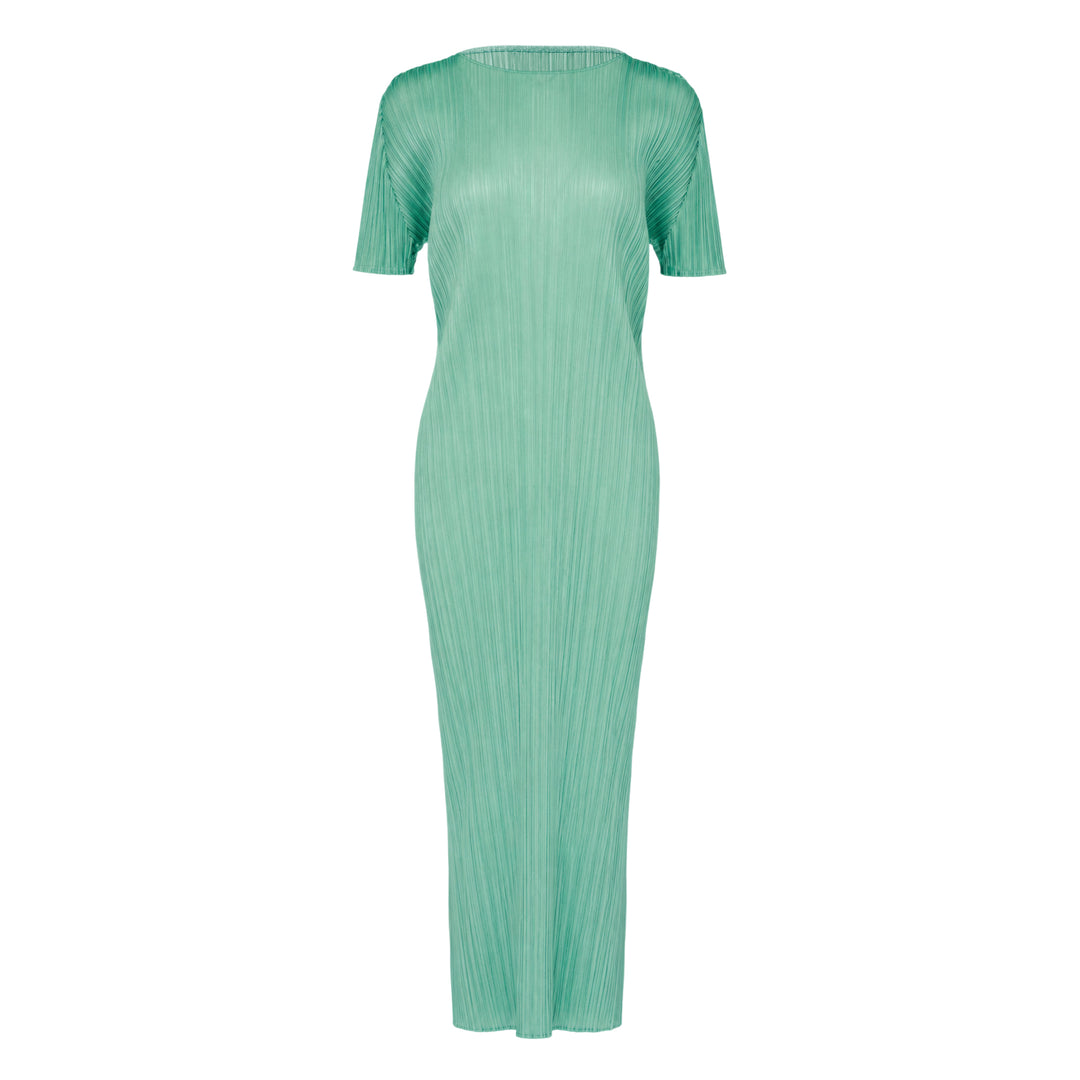 Pleats Please Issey Miyake Monthly Colors August micro-pleated short sleeve maxi dress in black