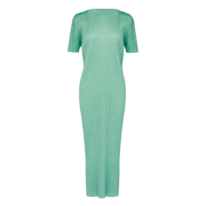 Pleats Please Issey Miyake Monthly Colors August micro-pleated short sleeve maxi dress in black