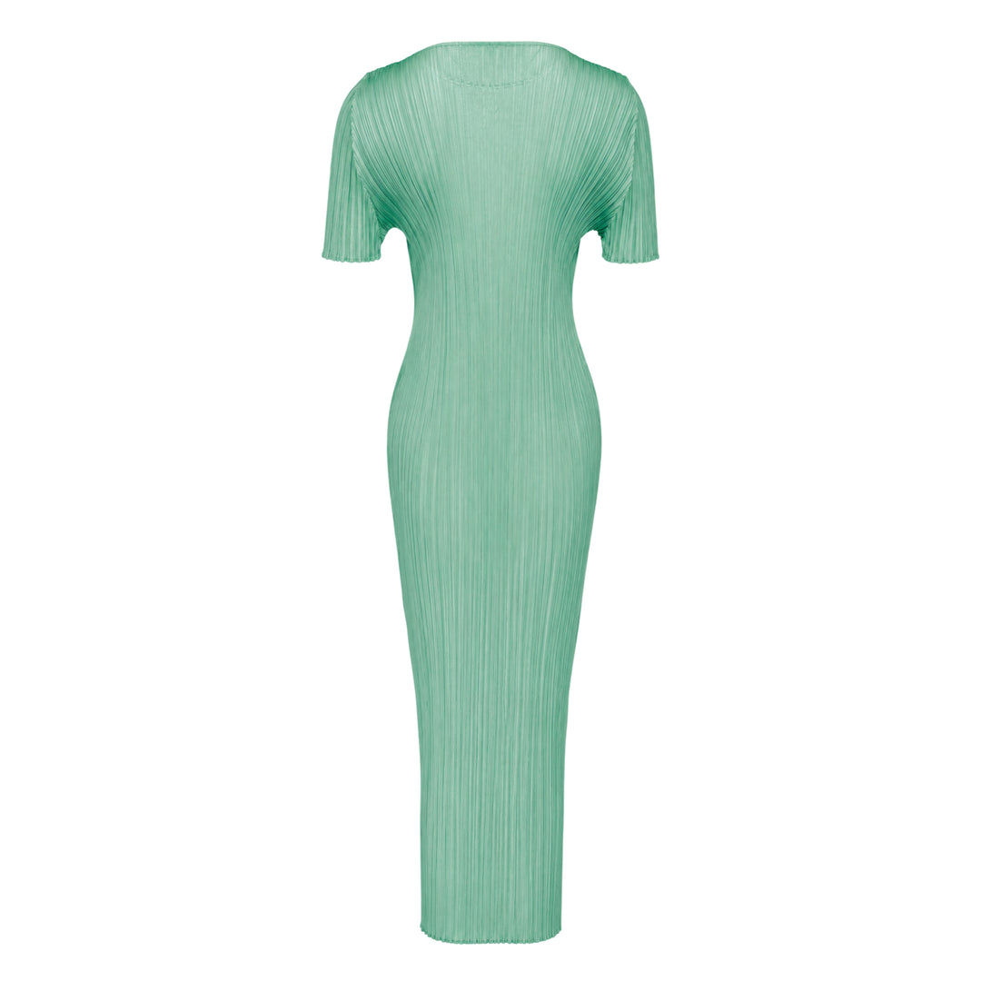 Pleats Please Issey Miyake Monthly Colors August micro-pleated short sleeve maxi dress in black