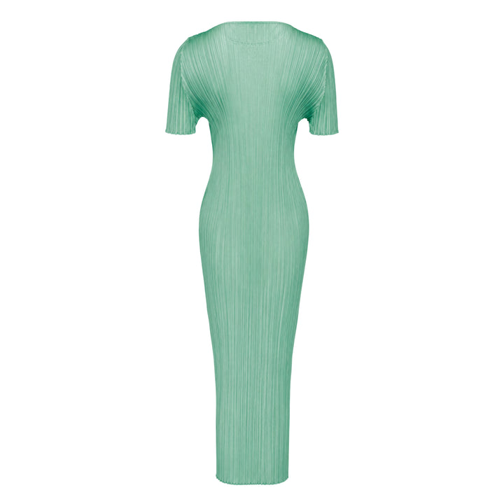 Pleats Please Issey Miyake Monthly Colors August micro-pleated short sleeve maxi dress in black