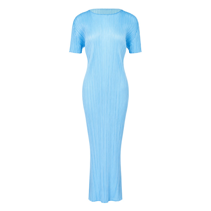 Pleats Please Issey Miyake Monthly Colors August micro-pleated short sleeve maxi dress in black