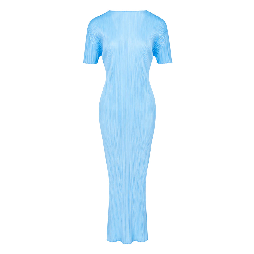 Pleats Please Issey Miyake Monthly Colors August micro-pleated short sleeve maxi dress in black