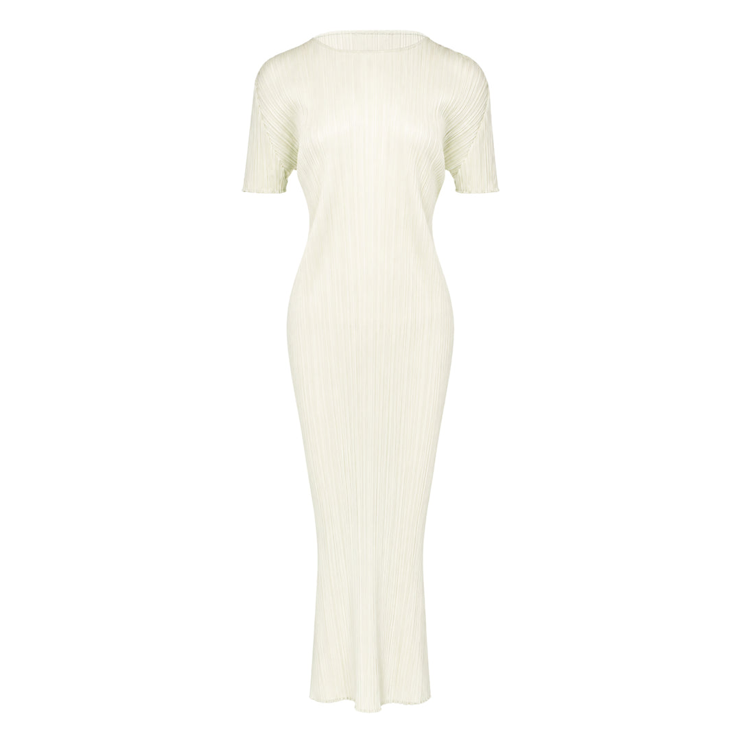 Pleats Please Issey Miyake Monthly Colors August micro-pleated short sleeve maxi dress in black