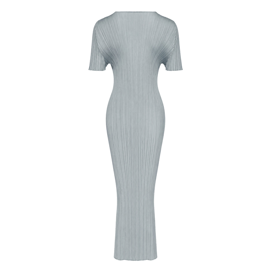 Pleats Please Issey Miyake Monthly Colors August micro-pleated short sleeve maxi dress in black