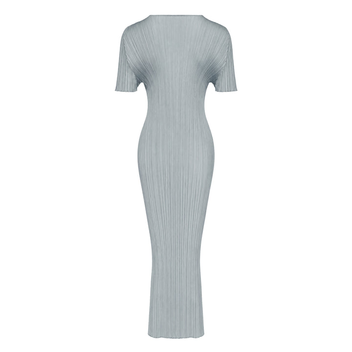 Pleats Please Issey Miyake Monthly Colors August micro-pleated short sleeve maxi dress in black