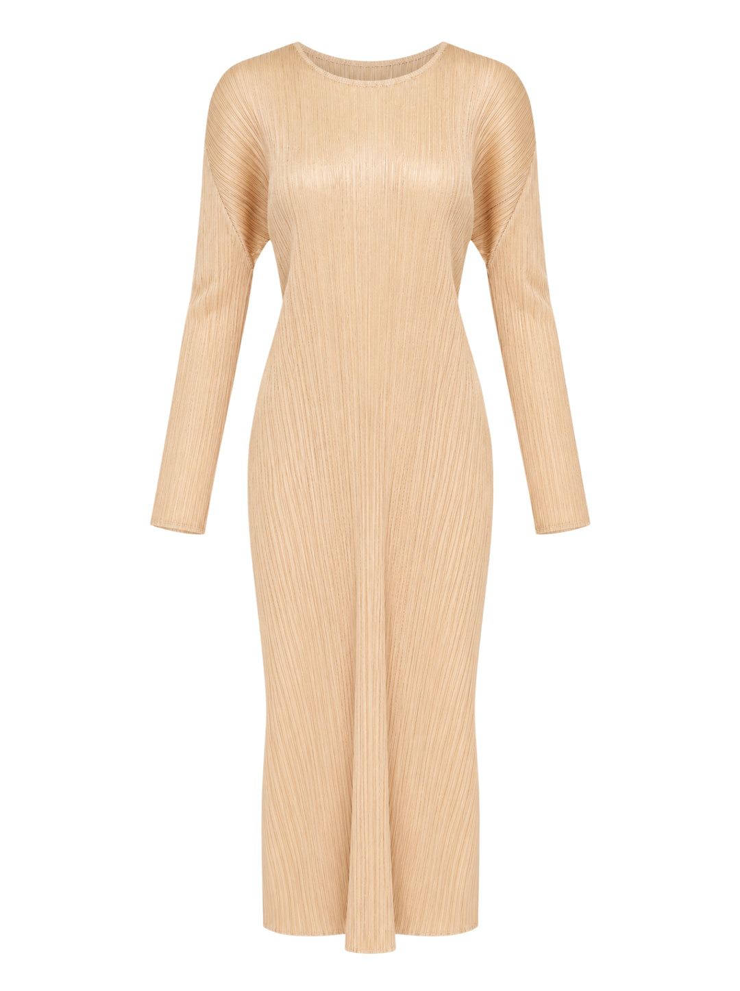 Pleats Please Issey Miyake Monthly Colors October long-sleeve pleated midi dress in sand