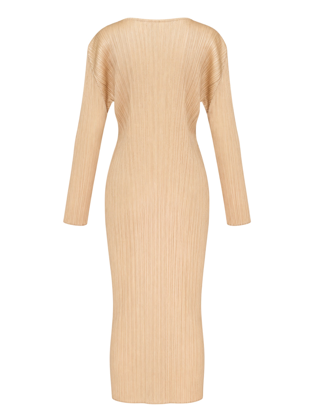 Pleats Please Issey Miyake Monthly Colors October long-sleeve pleated midi dress in sand - view 2