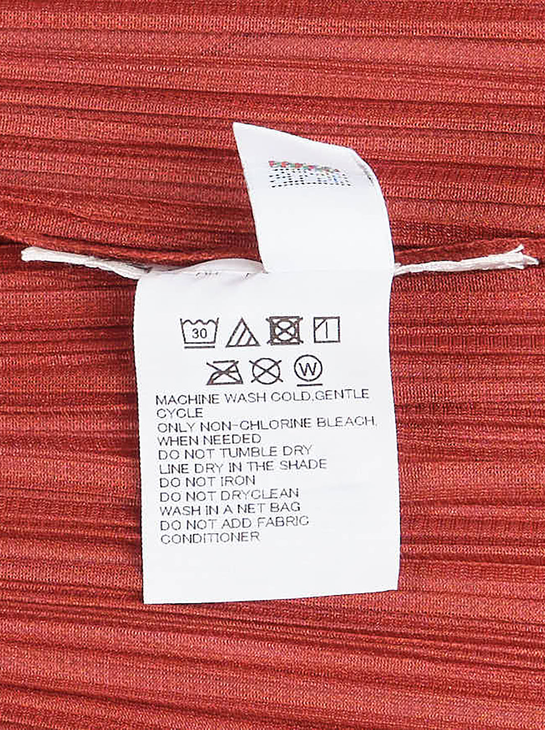 Pleats Please Issey Miyake Monthly Colors September micro-pleated mock neck short sleeve top in rust red - view 3