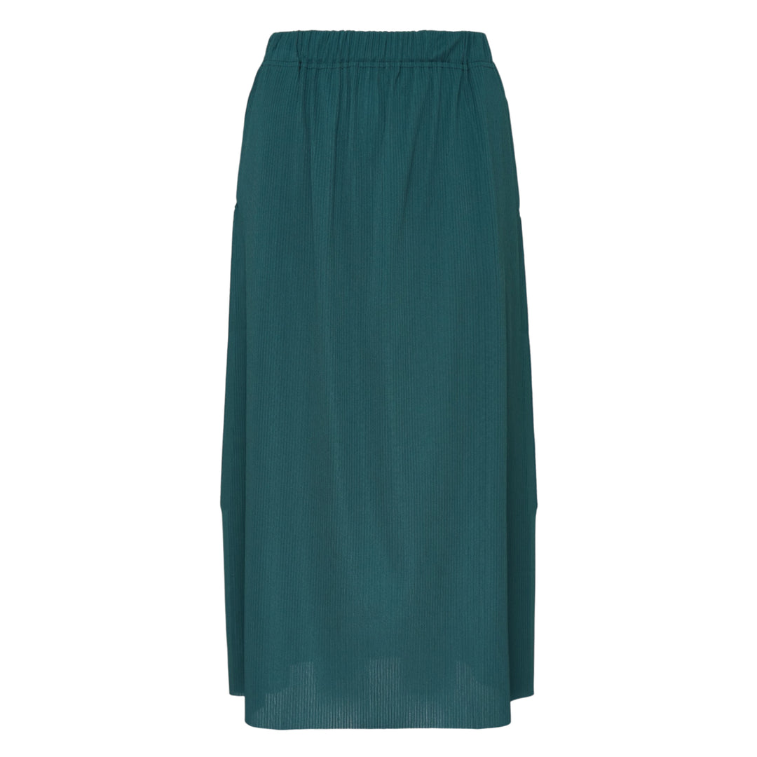 Pleats Please Issey Miyake A-POC Bottoms black pleated midi skirt with elasticated waist and A-line silhouette