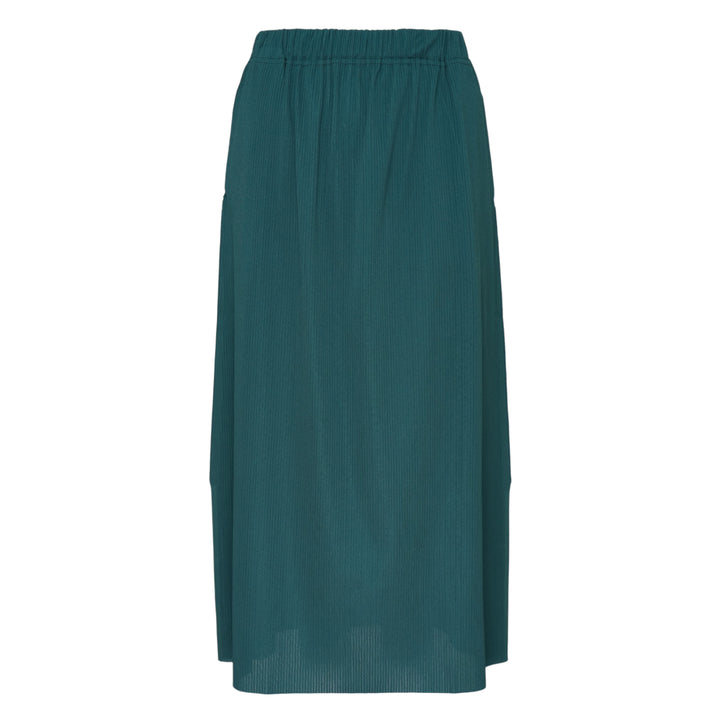 Pleats Please Issey Miyake A-POC Bottoms black pleated midi skirt with elasticated waist and A-line silhouette