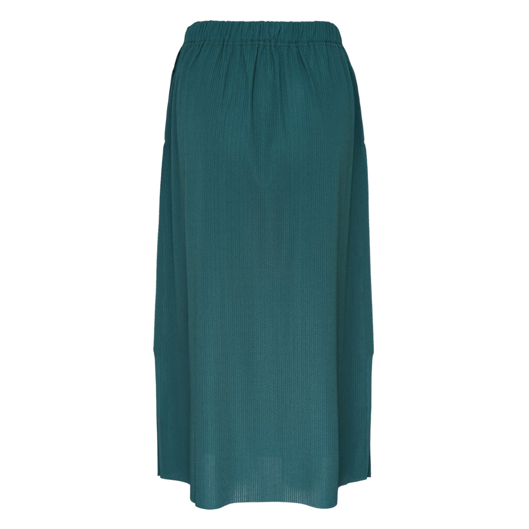 Pleats Please Issey Miyake A-POC Bottoms black pleated midi skirt with elasticated waist and A-line silhouette