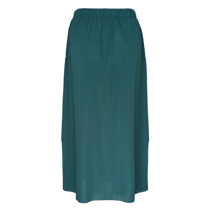 Pleats Please Issey Miyake A-POC Bottoms black pleated midi skirt with elasticated waist and A-line silhouette