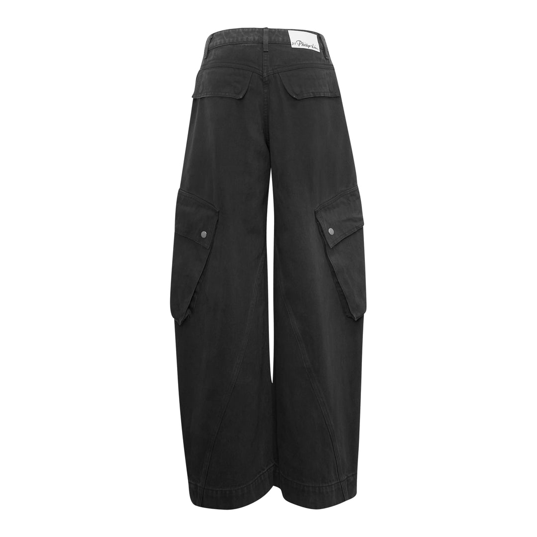 Wide Leg Denim Cargo Pants