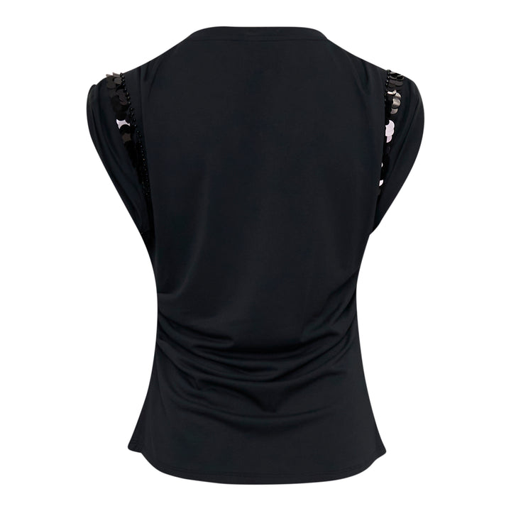 Embellished Draped Jersey Top