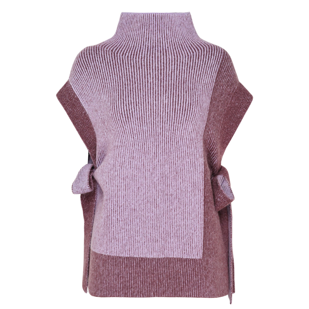 Bicolour Rib Funnel Neck Vest
