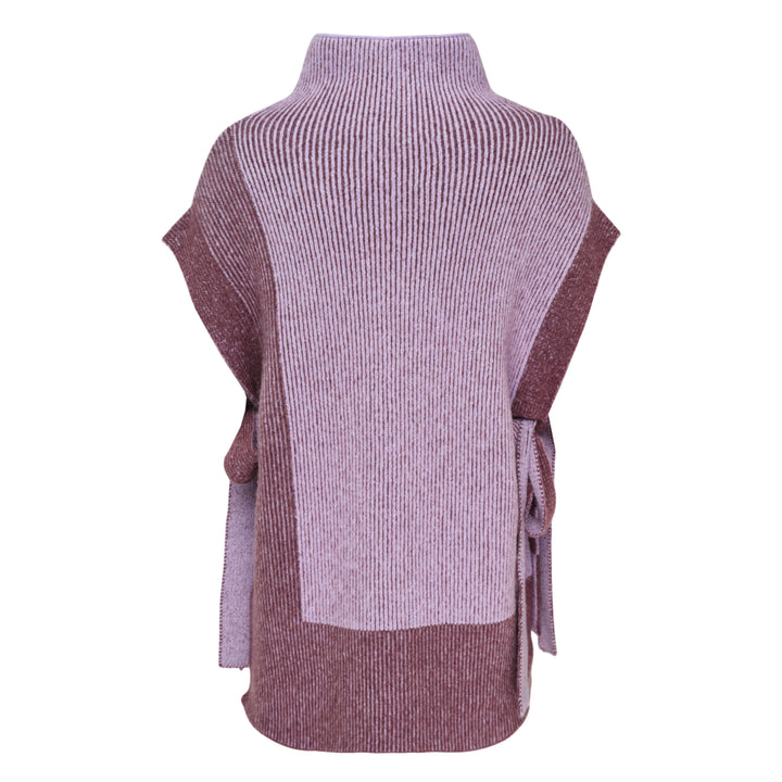 Bicolour Rib Funnel Neck Vest
