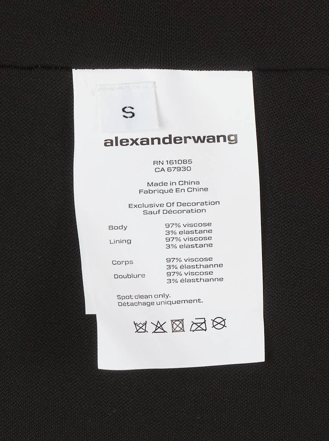 Alexander Wang black sleeveless one-shoulder top with gathered twist detail and hotfix embellished trim - view 3