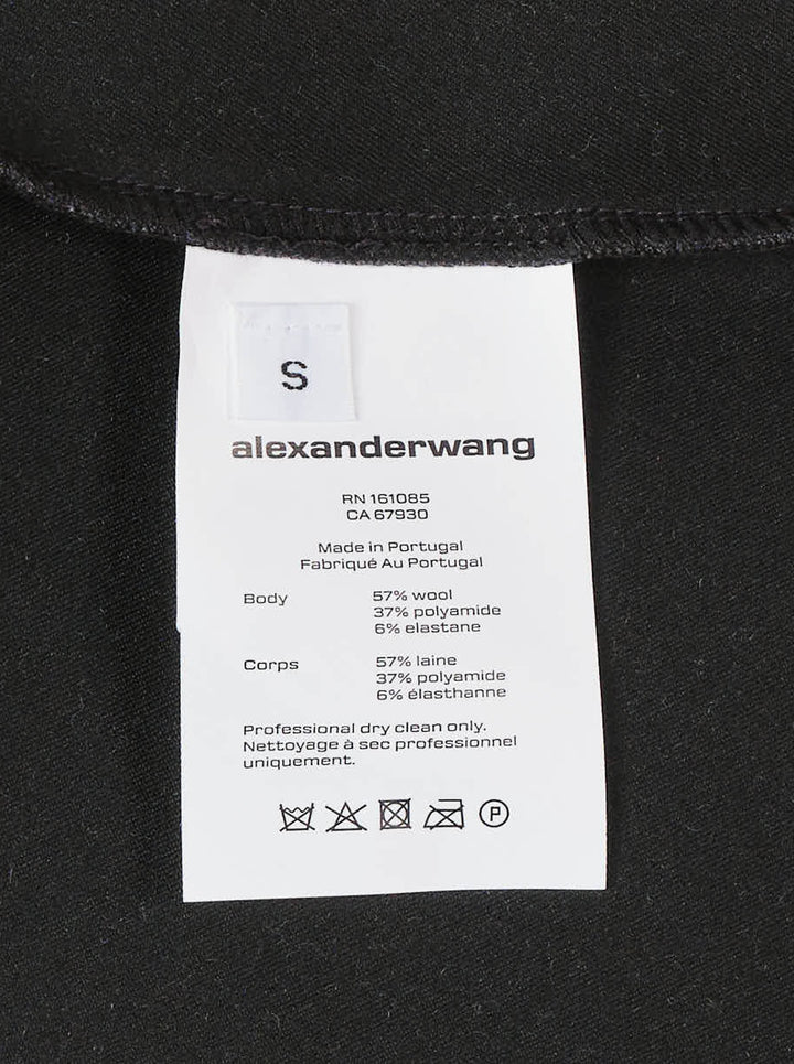 Alexander Wang asymmetric drape long sleeve mini dress in heathered charcoal jersey with off-shoulder neckline and ruched waist - view 3