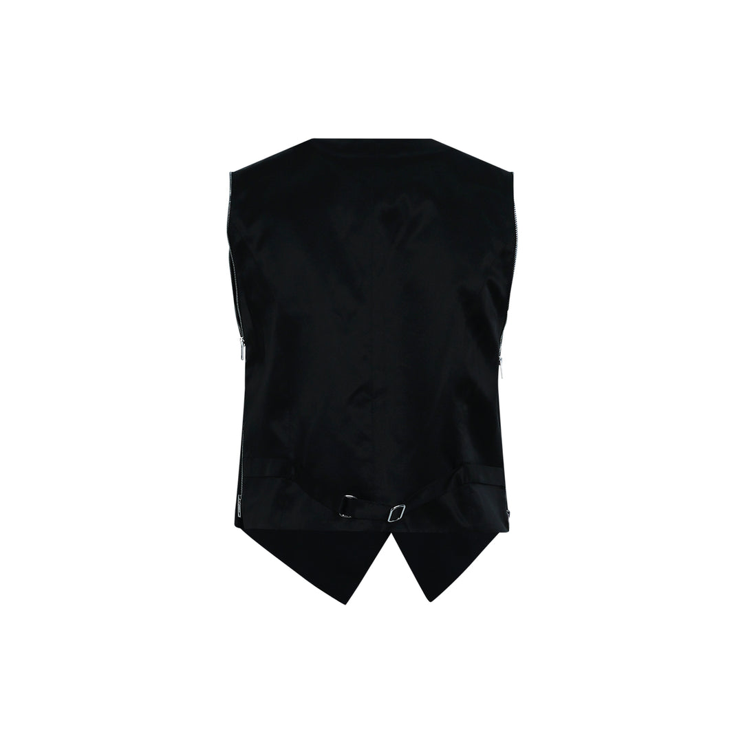Fitted Tailored Vest with Loop Zip