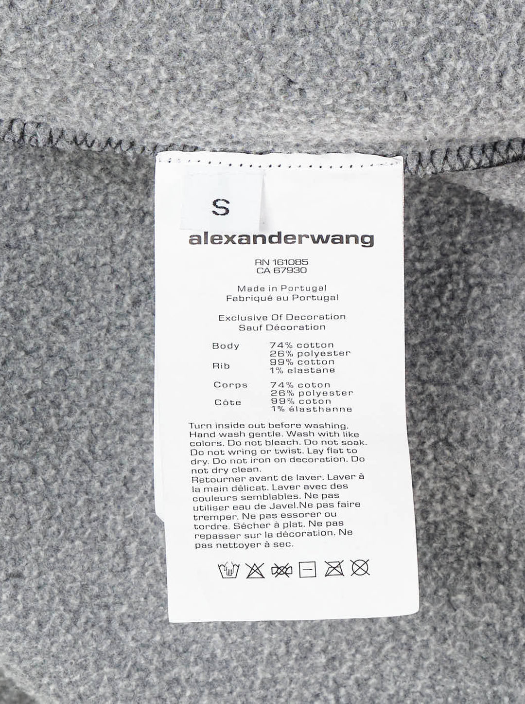 Alexander Wang washed black oversized hoodie with vertical holographic AW flasher graphic and alexanderwang New York logo print on the chest - view 4