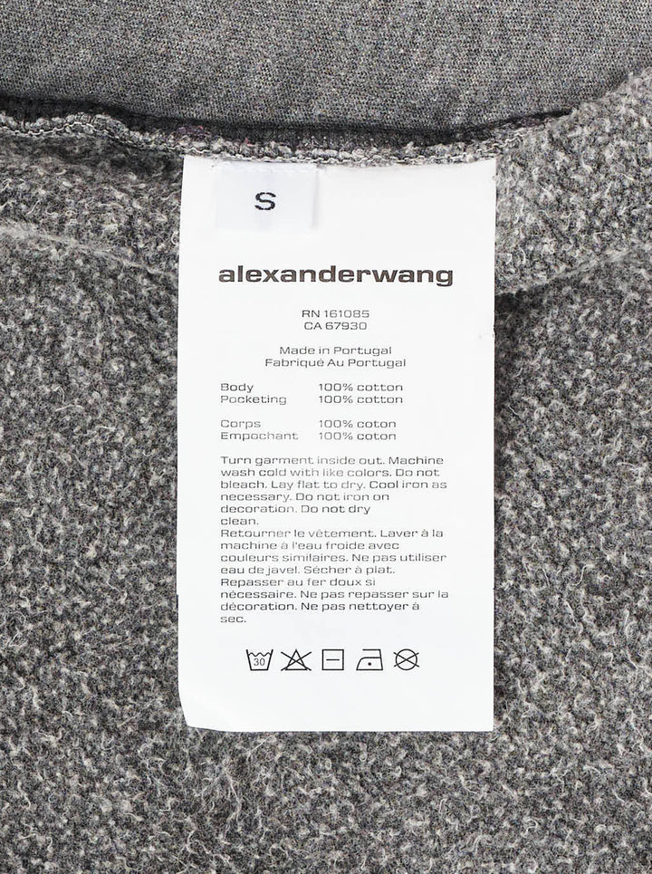 Alexander Wang oversized washed grey denim button-down shirt with dropped shoulders and a faded logo print chest pocket - view 4