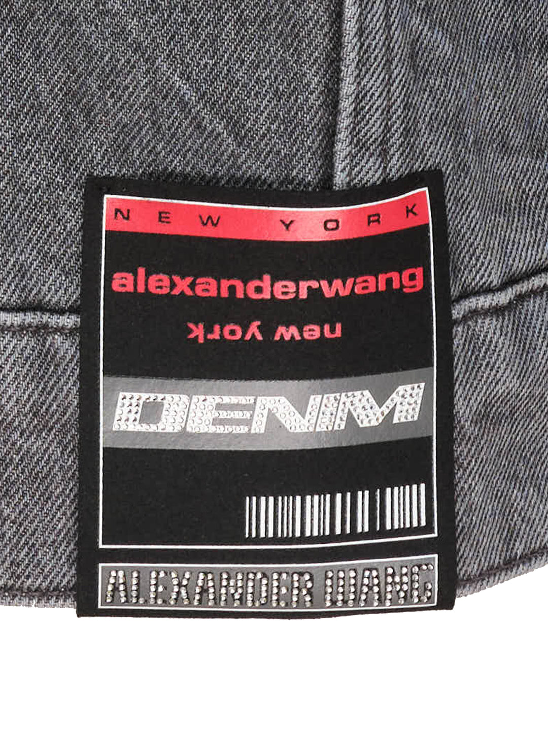 Alexander Wang oversized trucker jacket in washed grey denim with AW logo detail on the sleeve and woven denim label at the hem - view 4