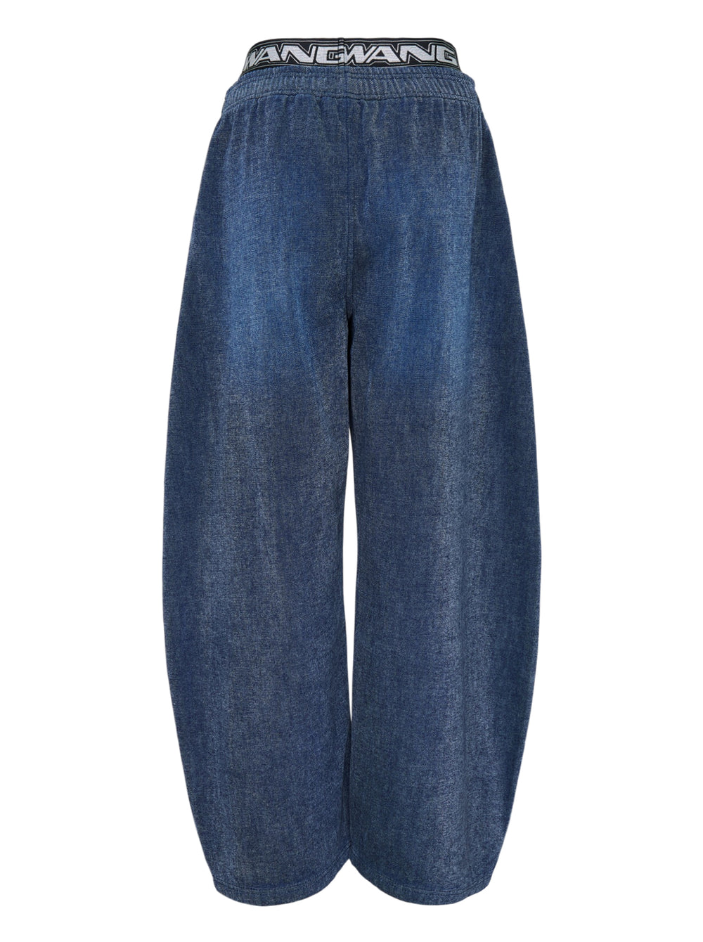 Alexander Wang brushed denim sweatpants in faded blue with a layered logo elastic waistband and curved balloon leg - view 2