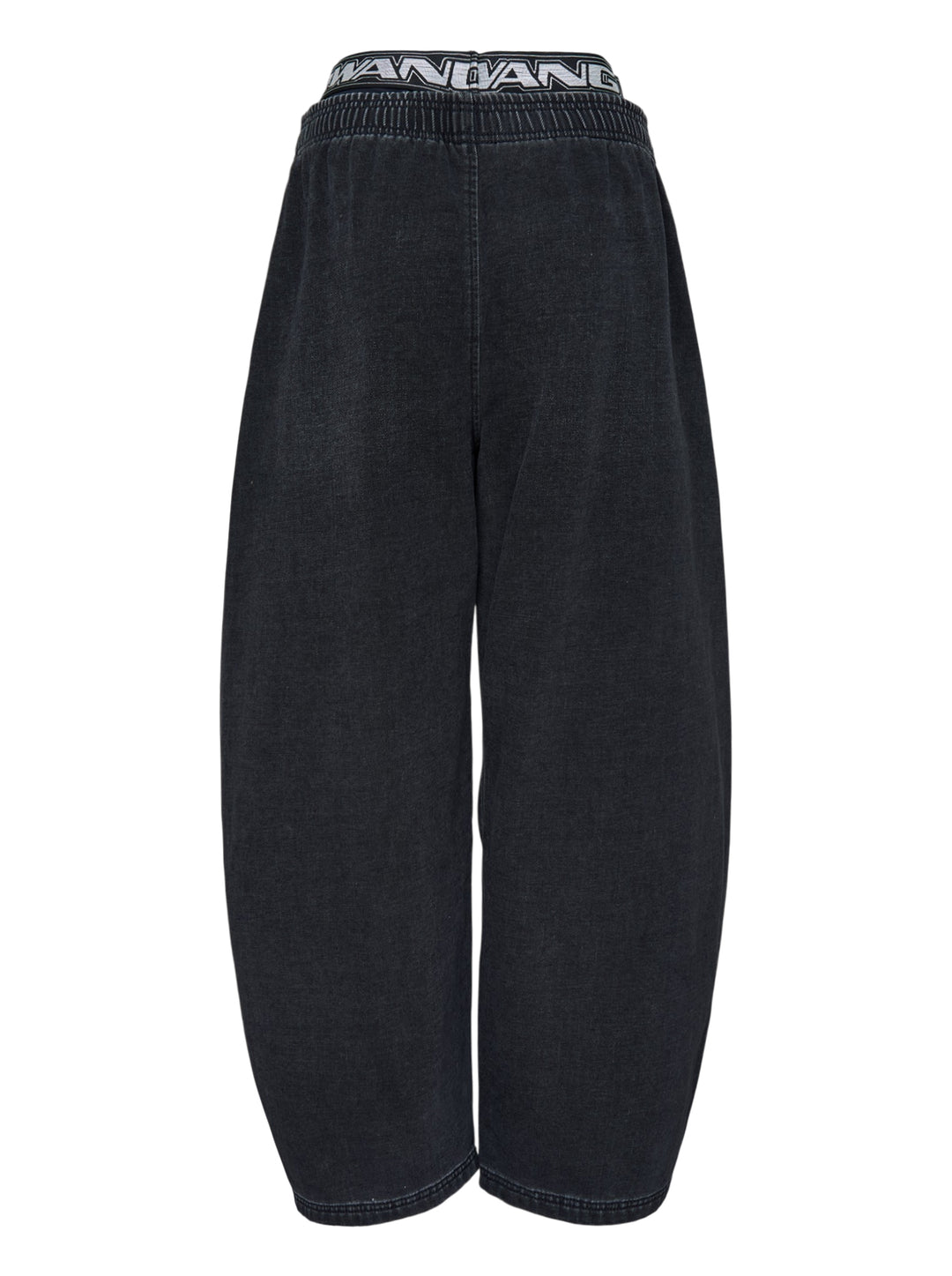 Alexander Wang washed black brushed denim sweatpants with layered logo elastic waistband and curved barrel leg - view 2
