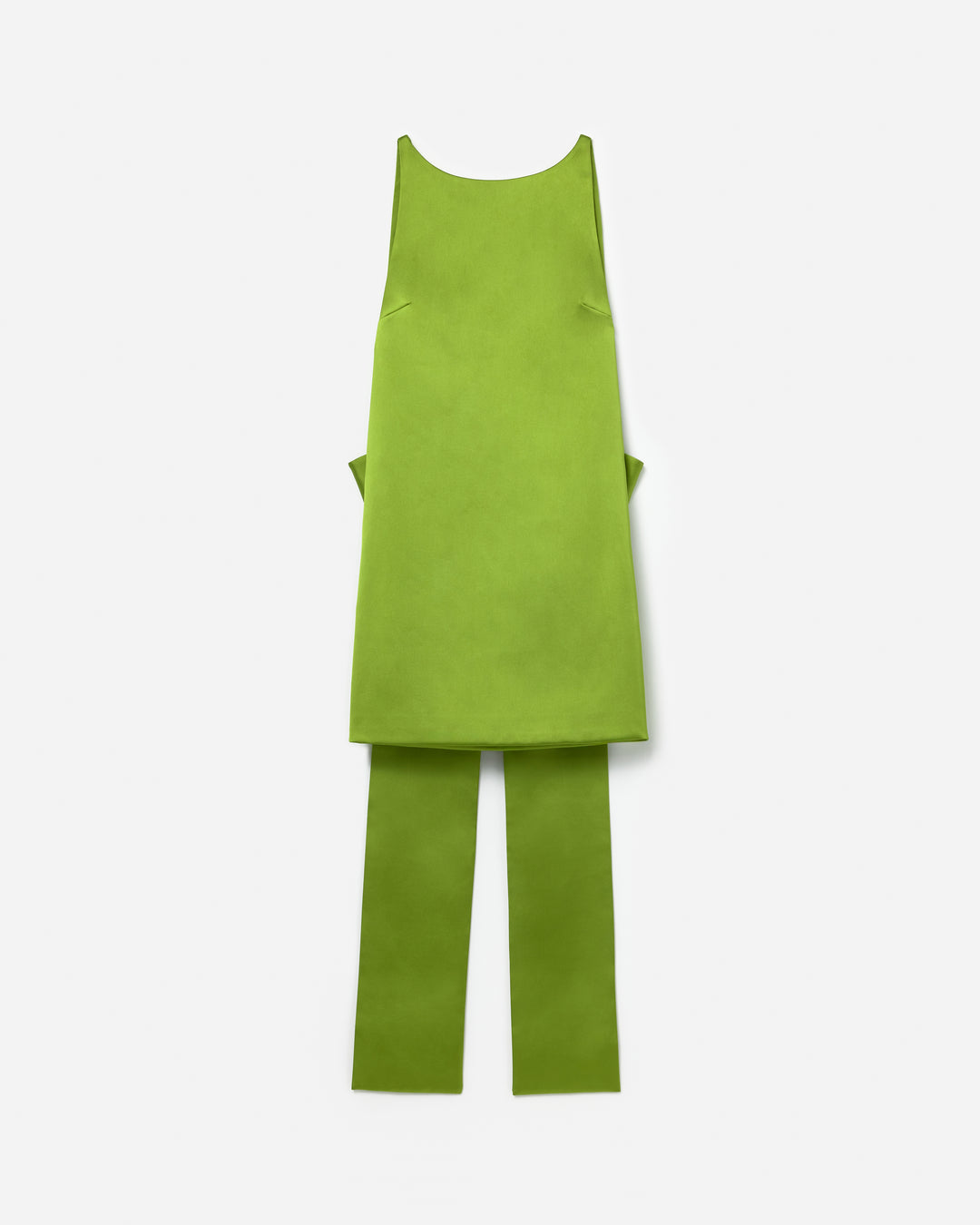 Green Satin Bow Mini Dress