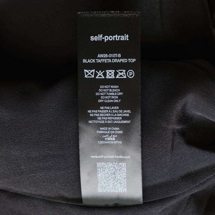 Black Taffeta Draped Top