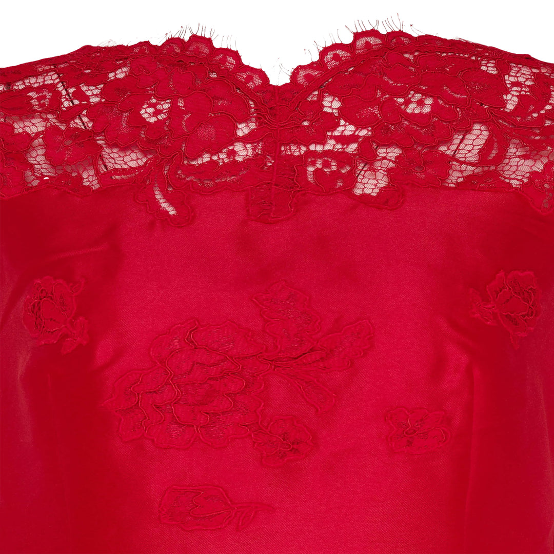 Red Taffeta Lace Mini Dress