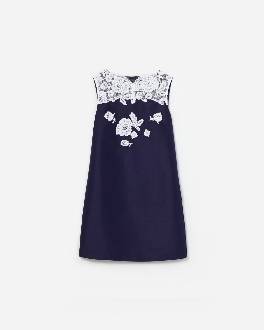 Navy Taffeta Lace Mini Dress