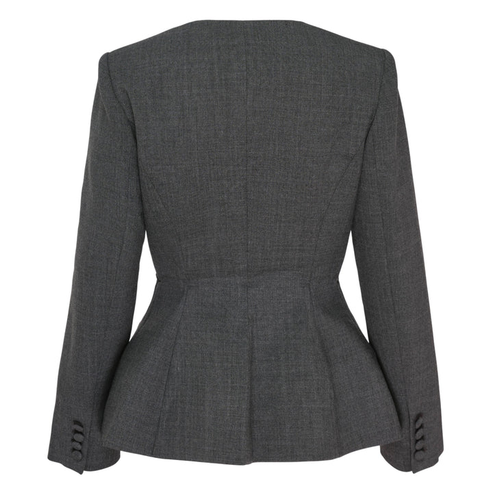 Grey Wool Collarless Jacket