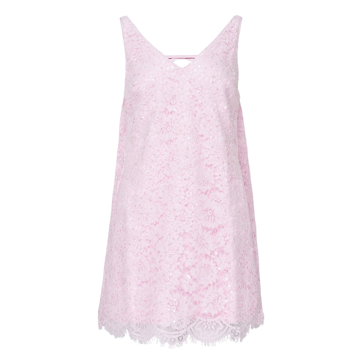 Pink Sequin Lace Mini Dress