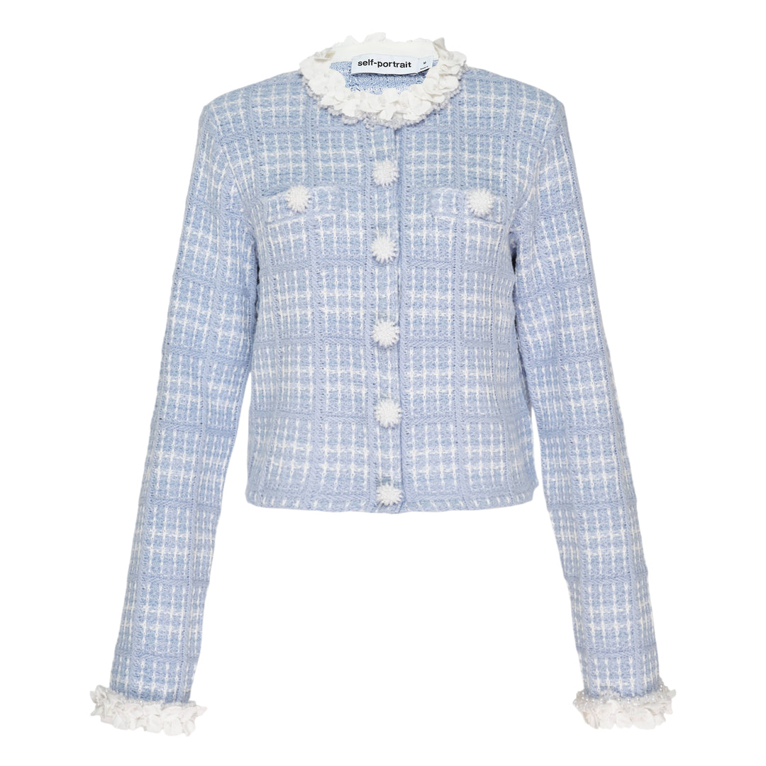 Blue Check Knit Jacket