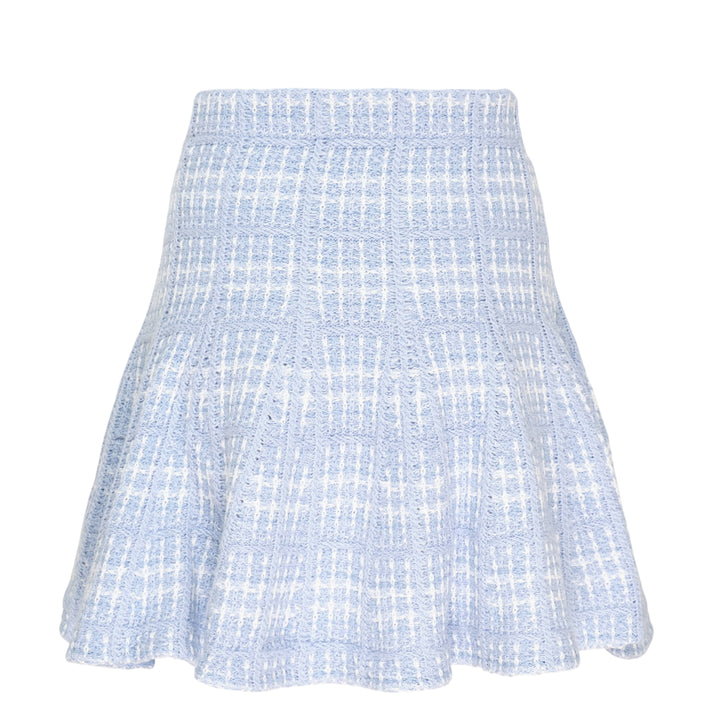 Blue Check Knit Mini Skirt