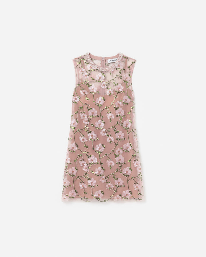 Pink Floral Sequin Embellished Dress