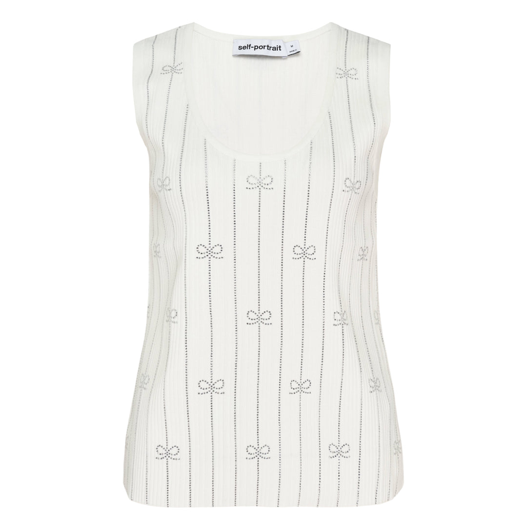 Rhinestone Bow Striped Knit Top