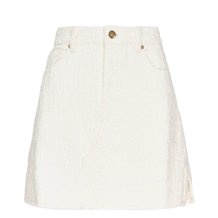 Cream Textured Mini Skirt