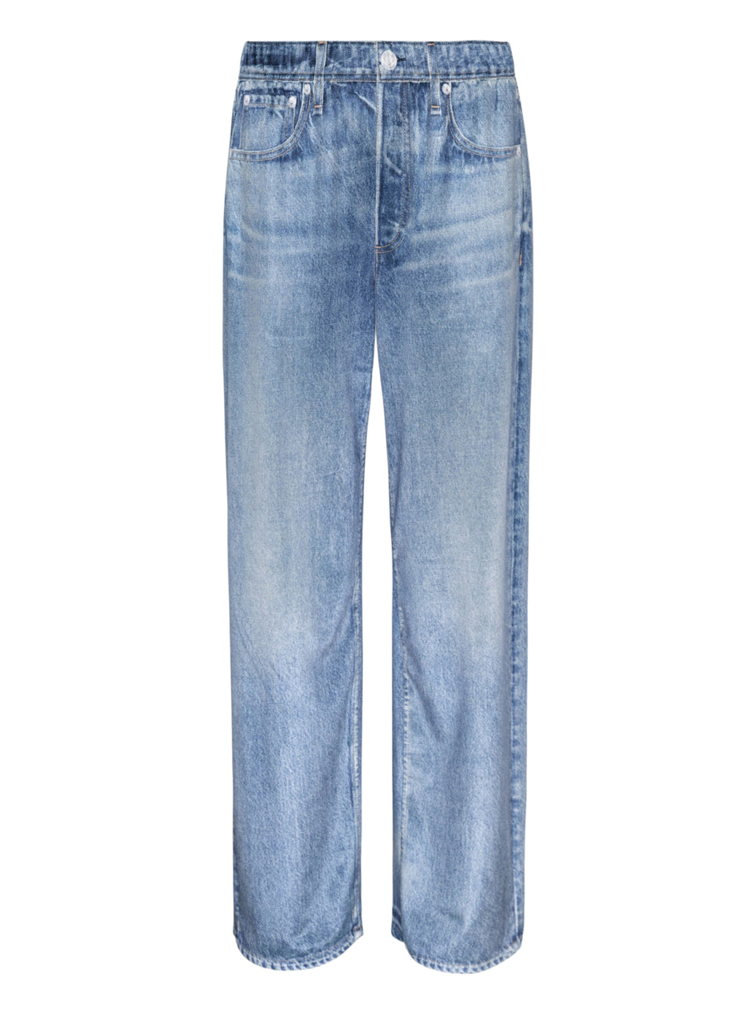 rag & bone Miramar Wide Pull-On Jeans in light indigo wash, featuring a relaxed wide-leg silhouette, pull-on waistband, and five-pocket construction with vintage sun-bleached fading