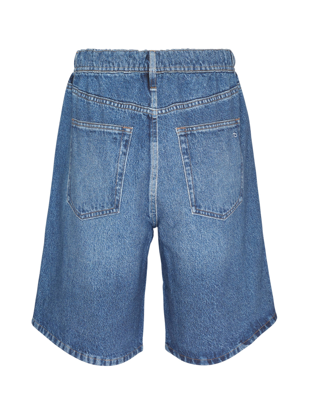 rag & bone Miramar Pull On McKenna Shorts in mid-blue washed denim with a relaxed bermuda silhouette, elasticated pull-on waistband, and five-pocket detailing - view 2