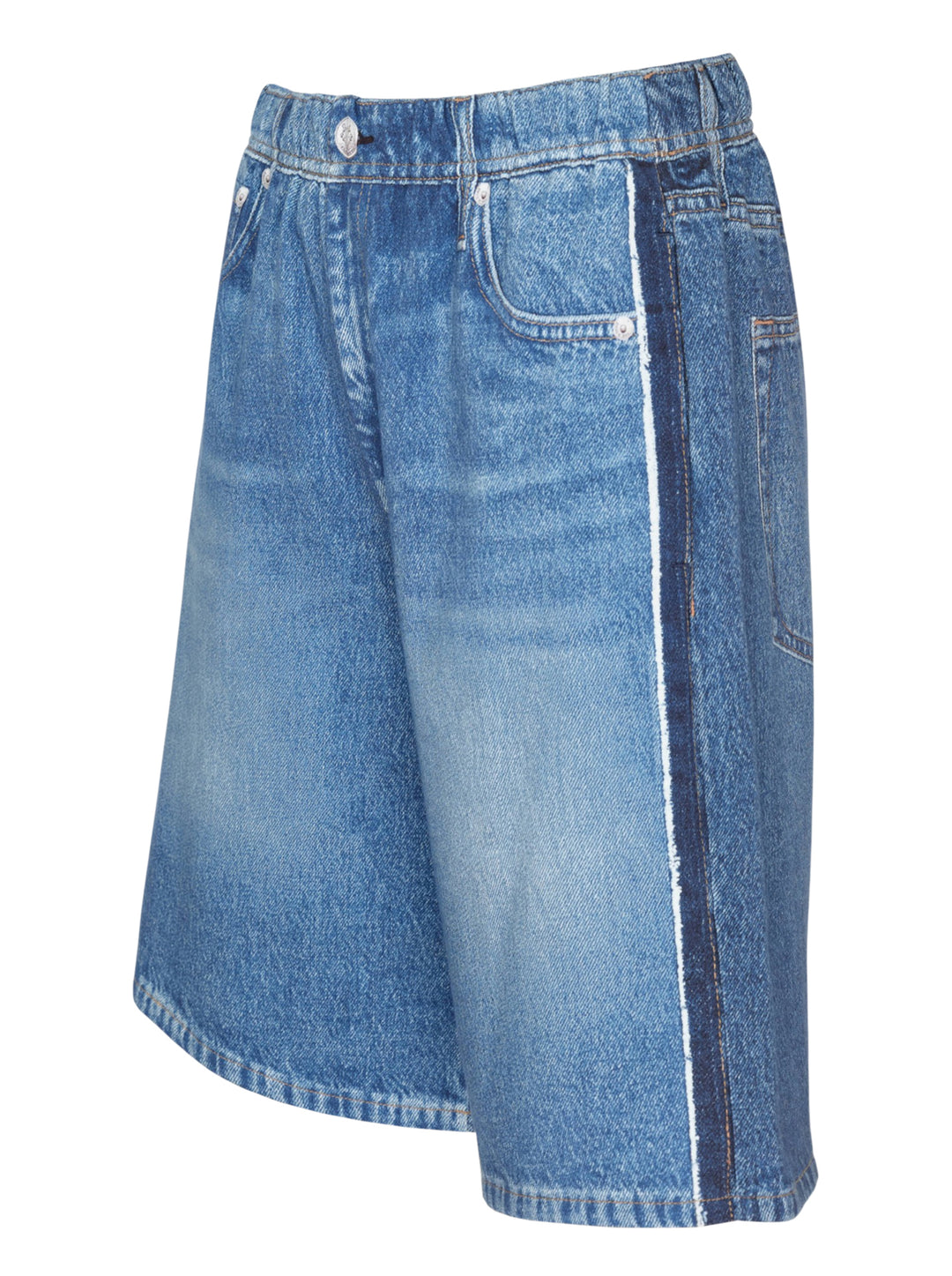 rag & bone Miramar Pull On McKenna Shorts in mid-blue washed denim with a relaxed bermuda silhouette, elasticated pull-on waistband, and five-pocket detailing - view 3