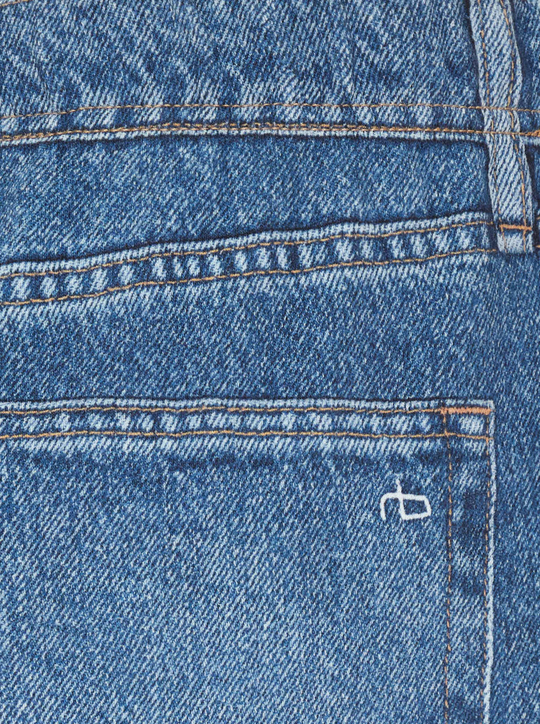 rag & bone Miramar Terry Bubble Skirt in light wash blue denim, featuring a front centre seam, bubble hem, and five-pocket construction - view 5