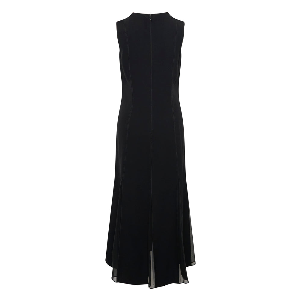 Ulla Johnson Laure sleeveless black midi dress with vertical seam detailing and a flared A-line skirt, product flat lay on white background - view 2