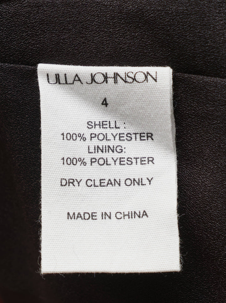 Ulla Johnson Delara Satin Midi Skirt in black, featuring a high waist, deep front pleats, and a voluminous tulip-shaped hem - view 3