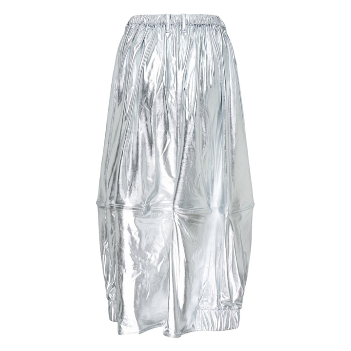 Melitta Baumeister Maxi Bomber Skirt in black, featuring a voluminous balloon silhouette, elasticated drawstring waist, panelled construction, and ribbed hem cuffs