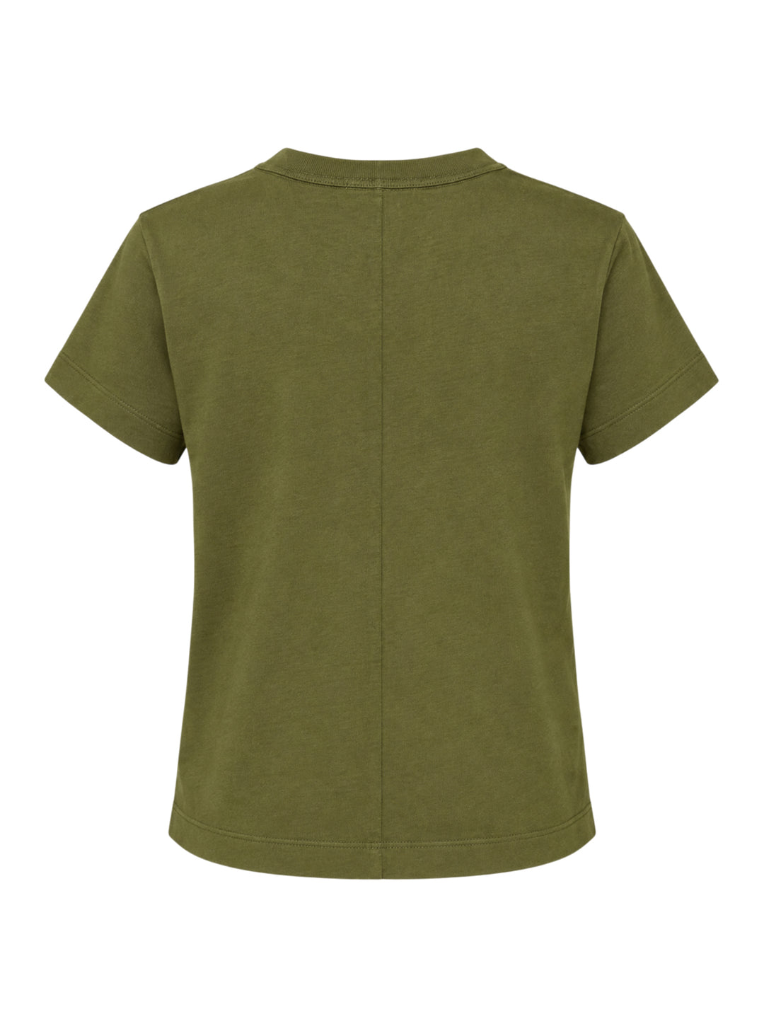 rag & bone Kelly Perfect Tee in olive green, featuring a ribbed crew neckline, short sleeves, and a slightly cropped tailored silhouette - view 2