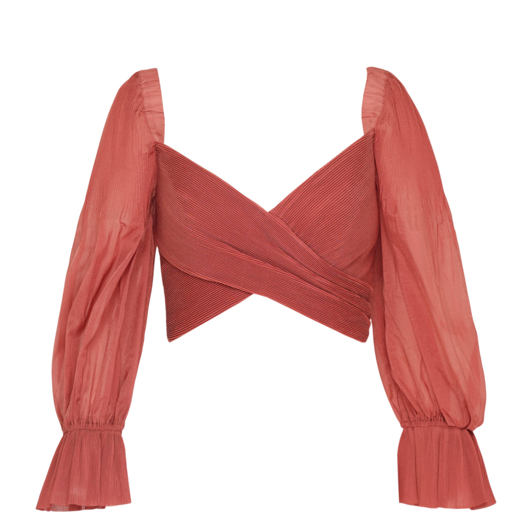 Pleated Bodice Wrap Top