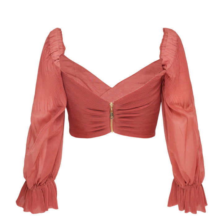 Pleated Bodice Wrap Top