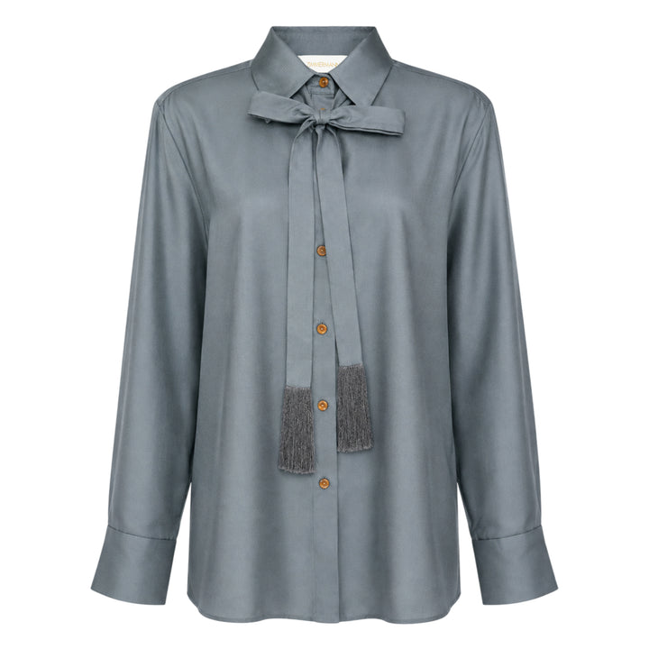 Tassel Tie Neck Blouse